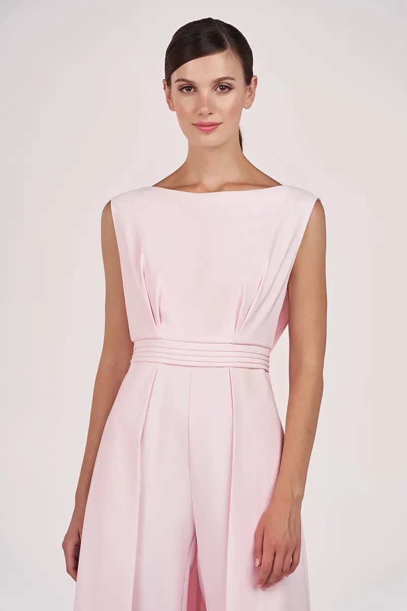 Demi Draped Blouson Jumpsuit in Stretch Crepe