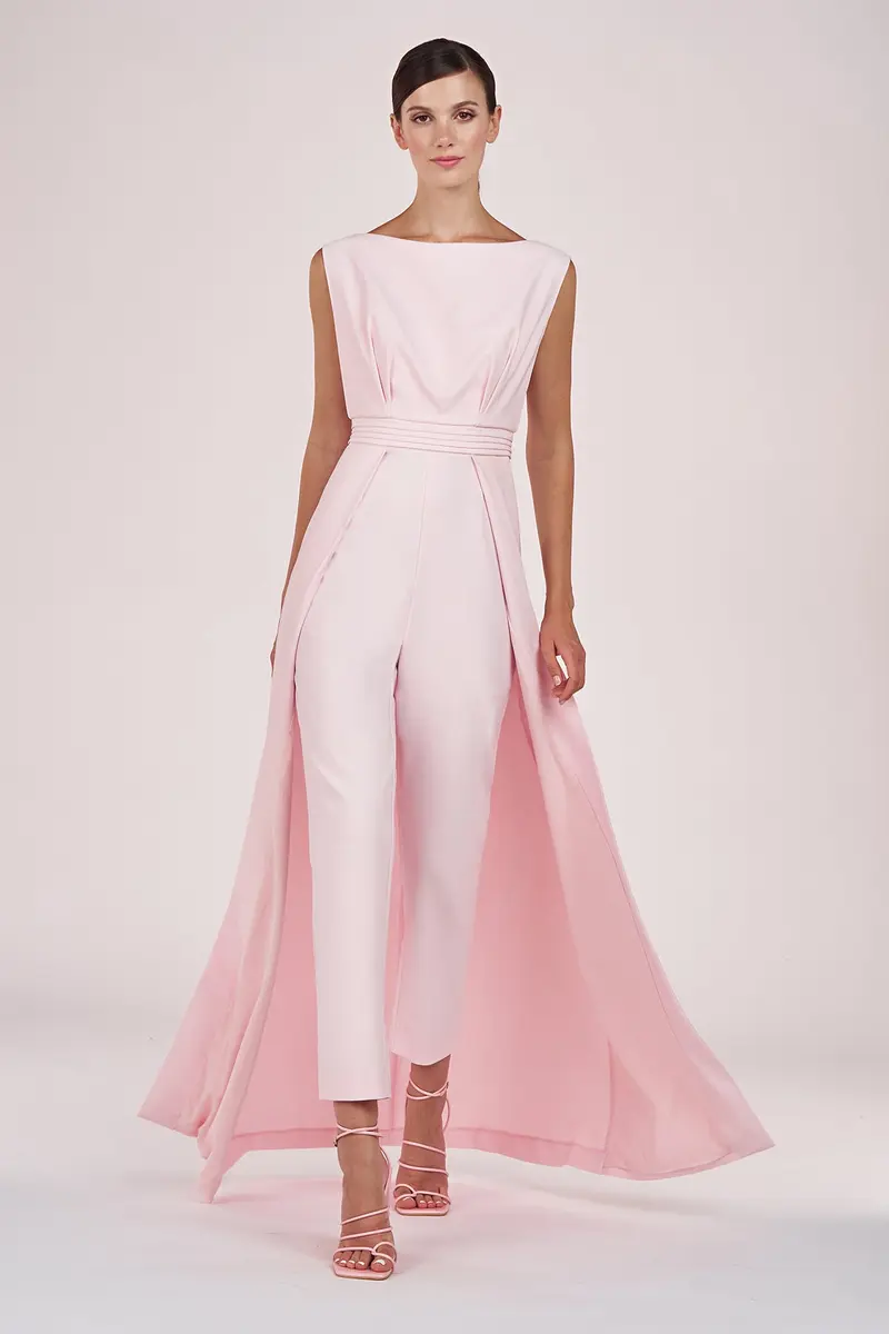 Demi Draped Blouson Jumpsuit in Stretch Crepe