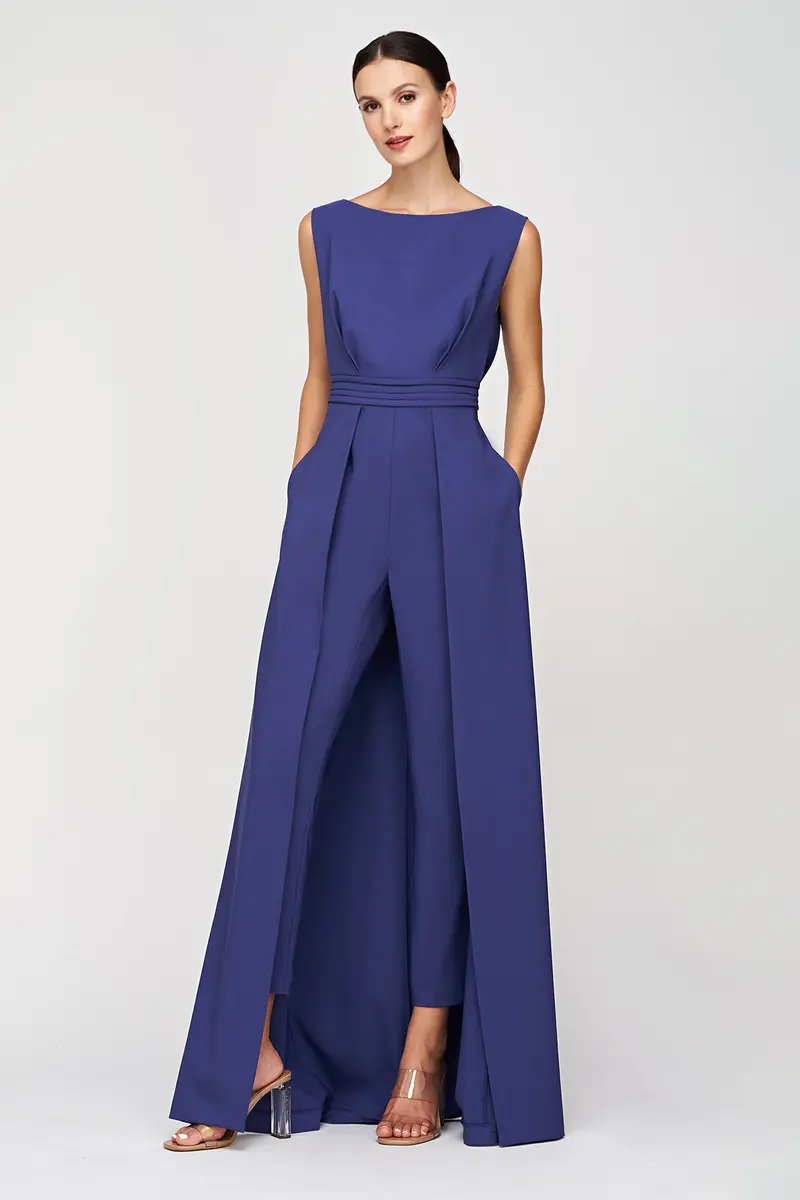 Demi Stretch Crepe Jumpsuit with Bateau Neckline