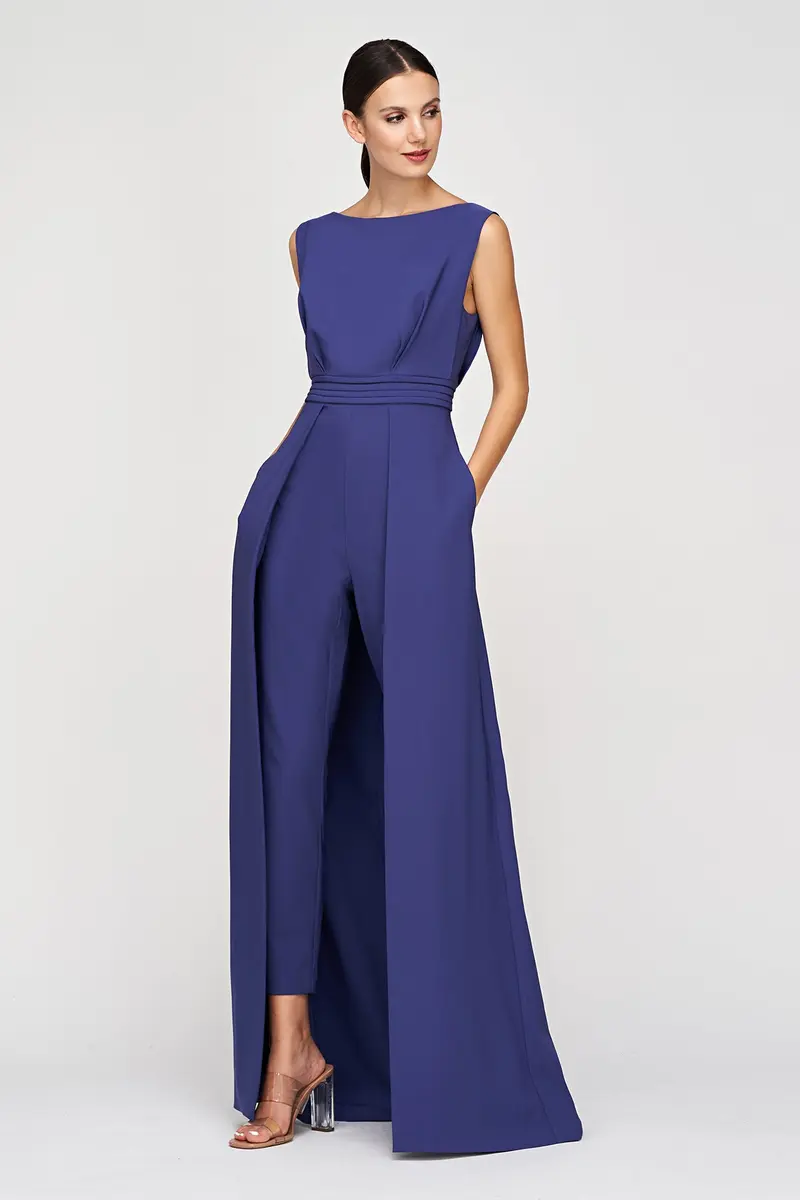 Demi Stretch Crepe Jumpsuit with Bateau Neckline