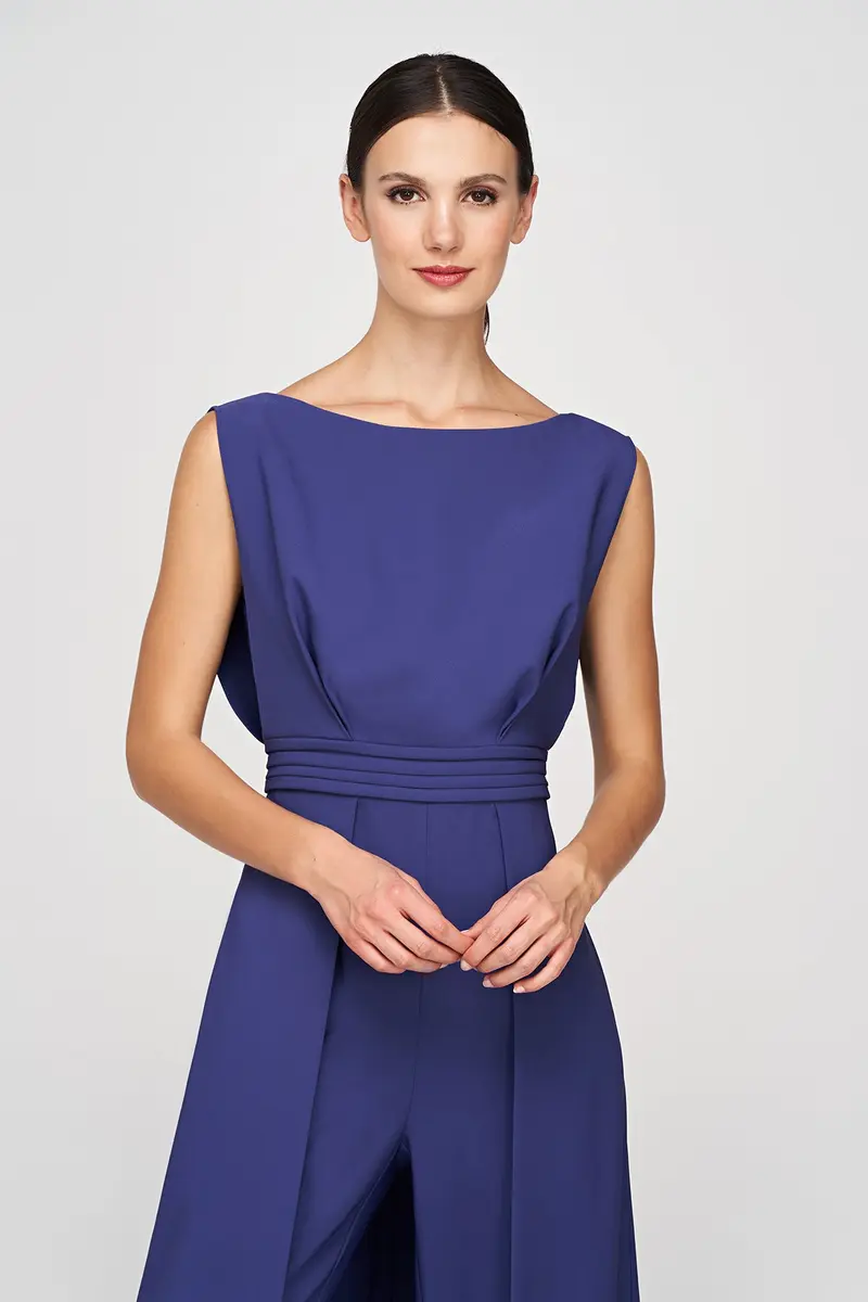 Demi Stretch Crepe Jumpsuit with Bateau Neckline
