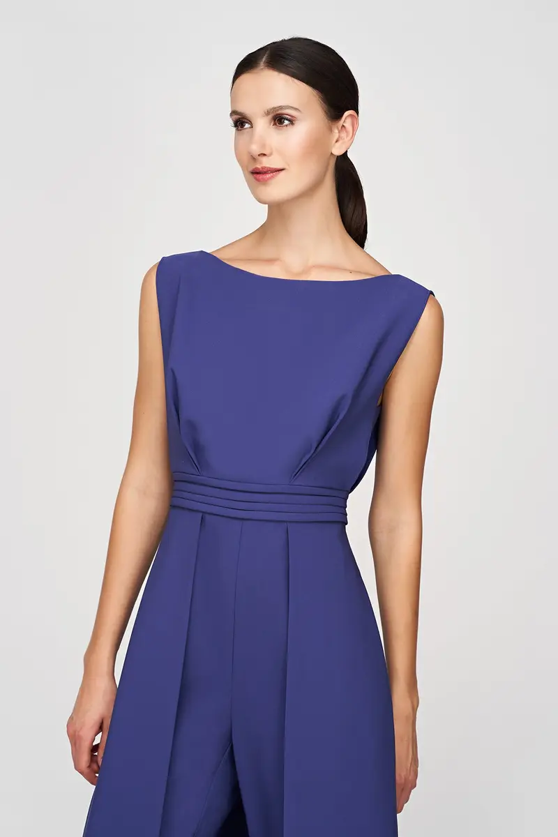 Demi Stretch Crepe Jumpsuit with Bateau Neckline