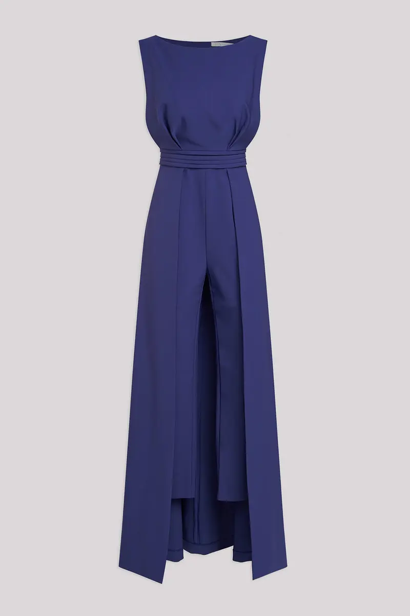 Demi Stretch Crepe Jumpsuit with Bateau Neckline