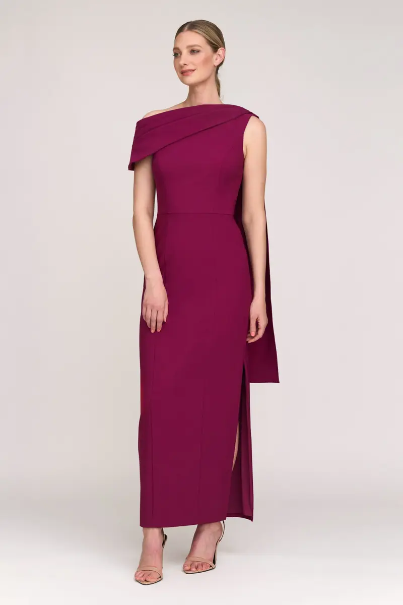 Dominica Asymmetrical Draped Ankle-Length Gown