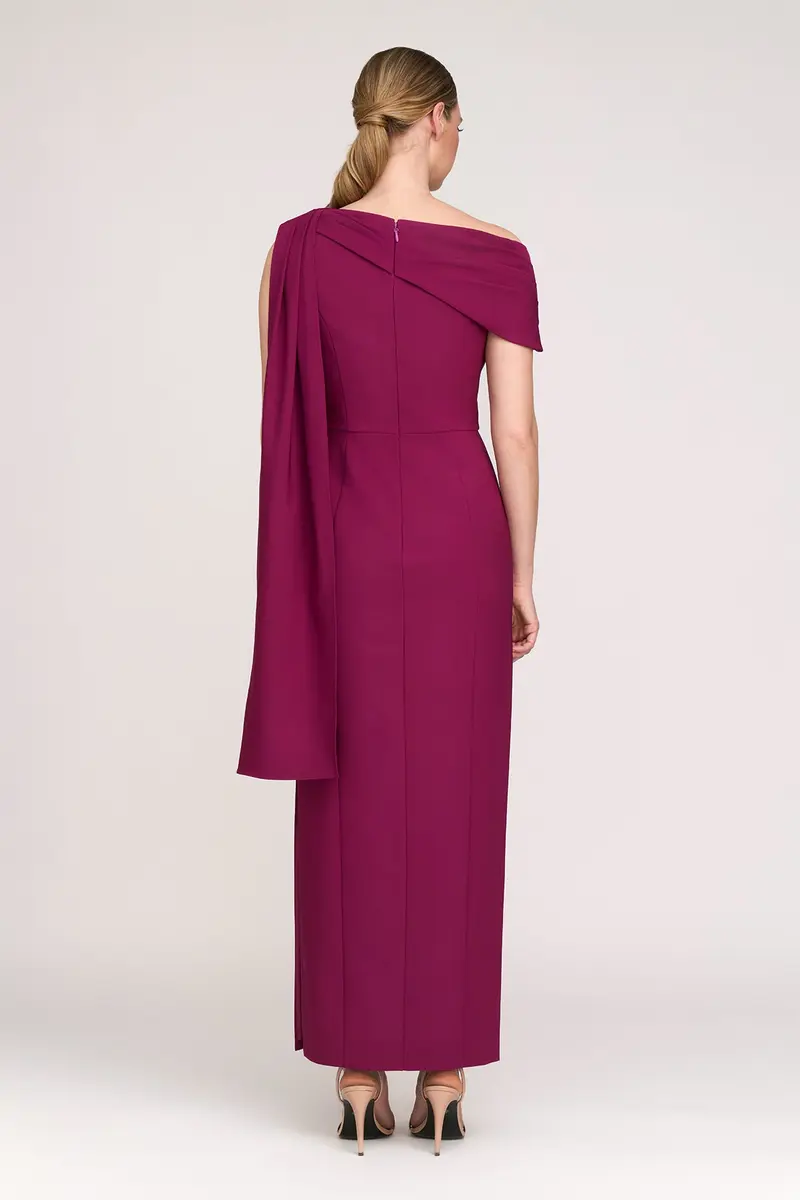 Dominica Asymmetrical Draped Ankle-Length Gown