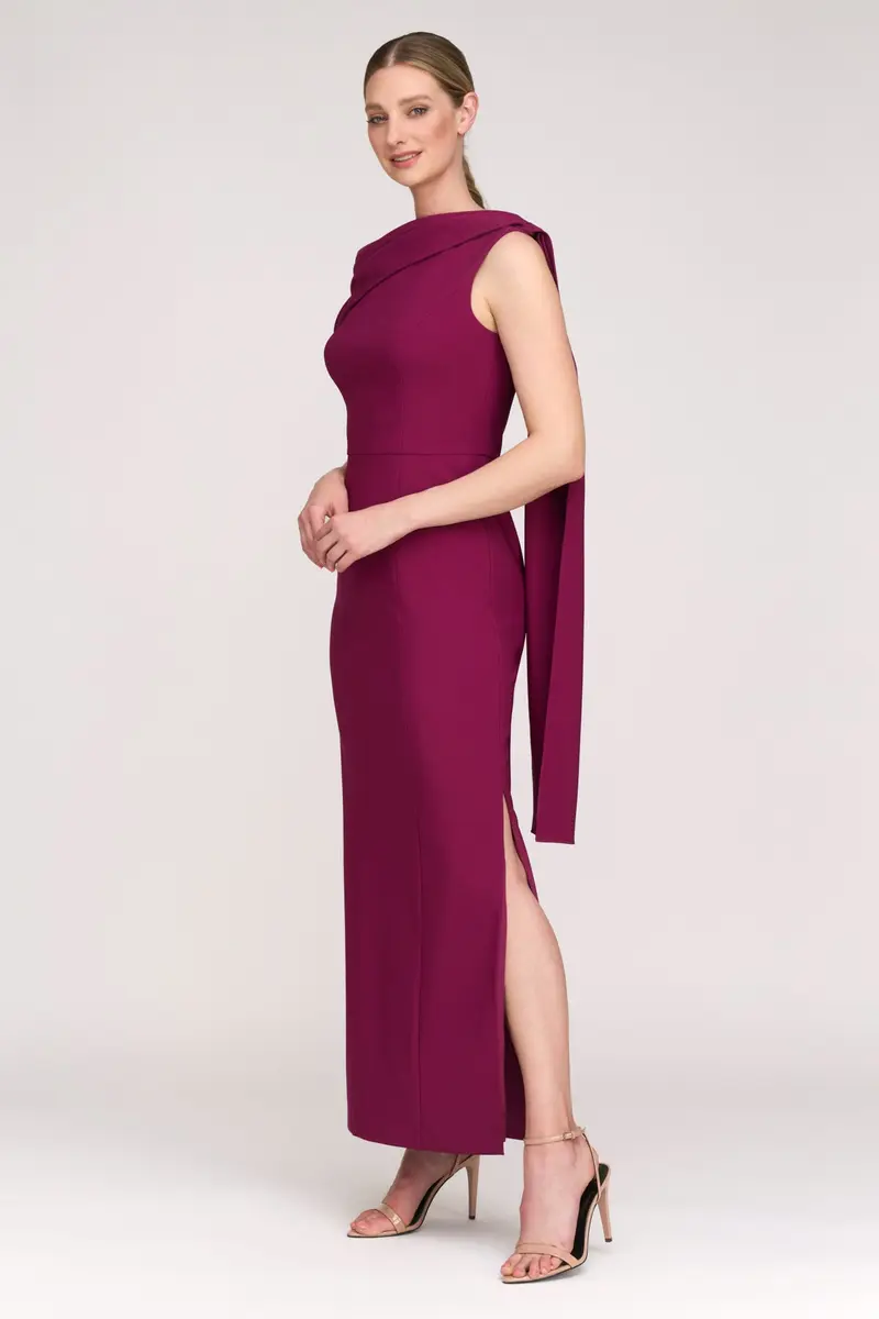 Dominica Asymmetrical Draped Ankle-Length Gown
