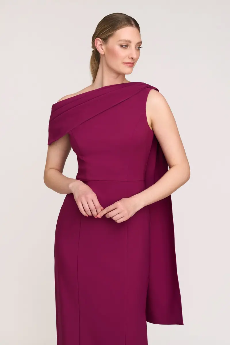 Dominica Asymmetrical Draped Ankle-Length Gown
