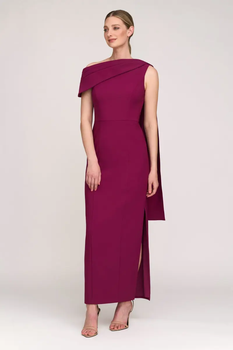 Dominica Asymmetrical Draped Ankle-Length Gown