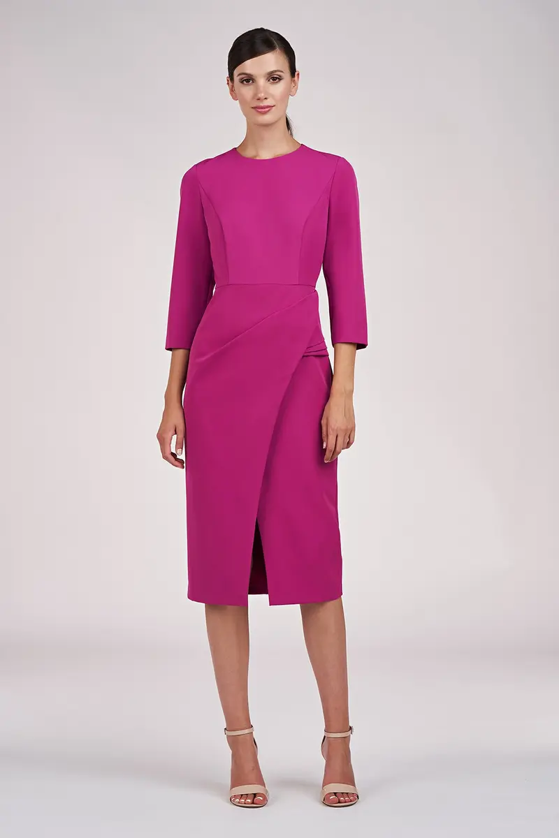 Doreen Draped Jewel-Neck Midi Dress
