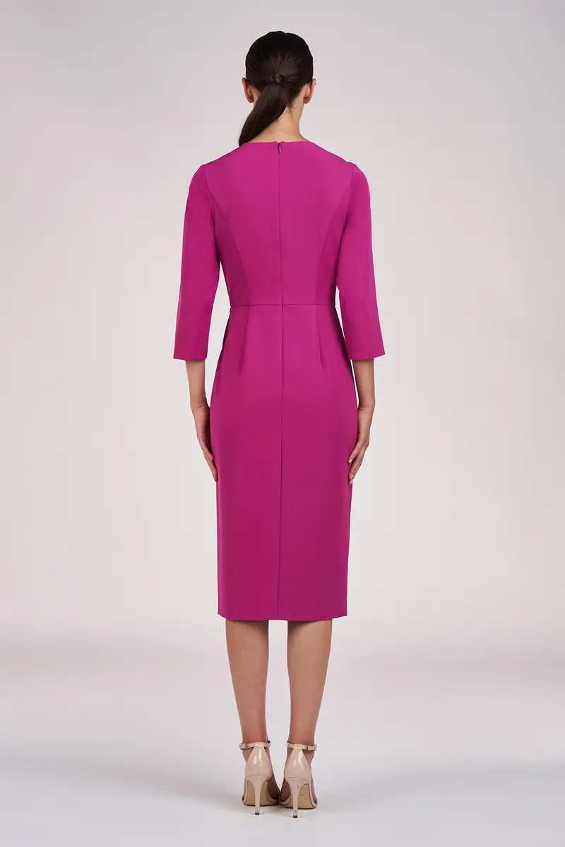 Doreen Draped Jewel-Neck Midi Dress