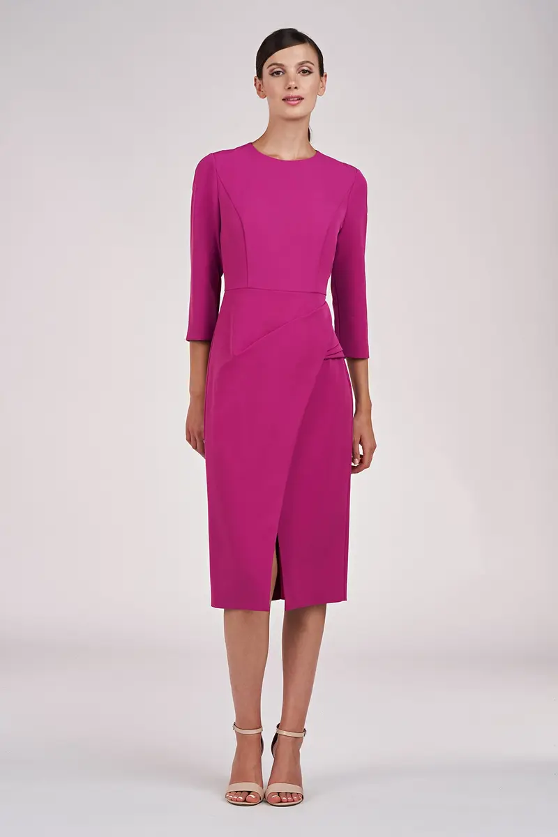 Doreen Draped Jewel-Neck Midi Dress