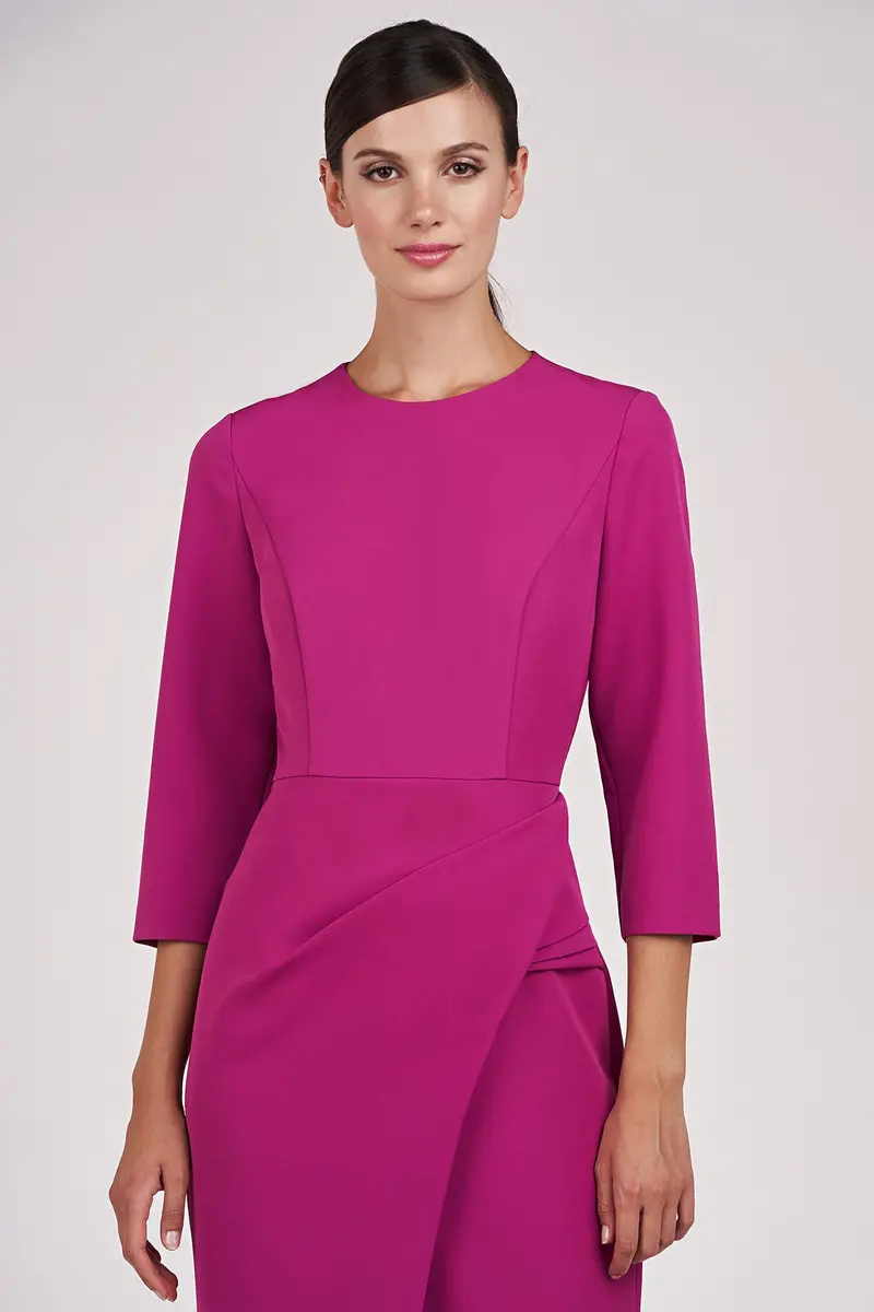 Doreen Draped Jewel-Neck Midi Dress
