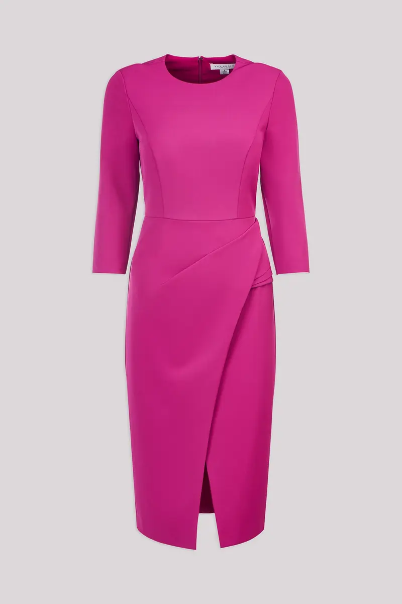 Doreen Draped Jewel-Neck Midi Dress