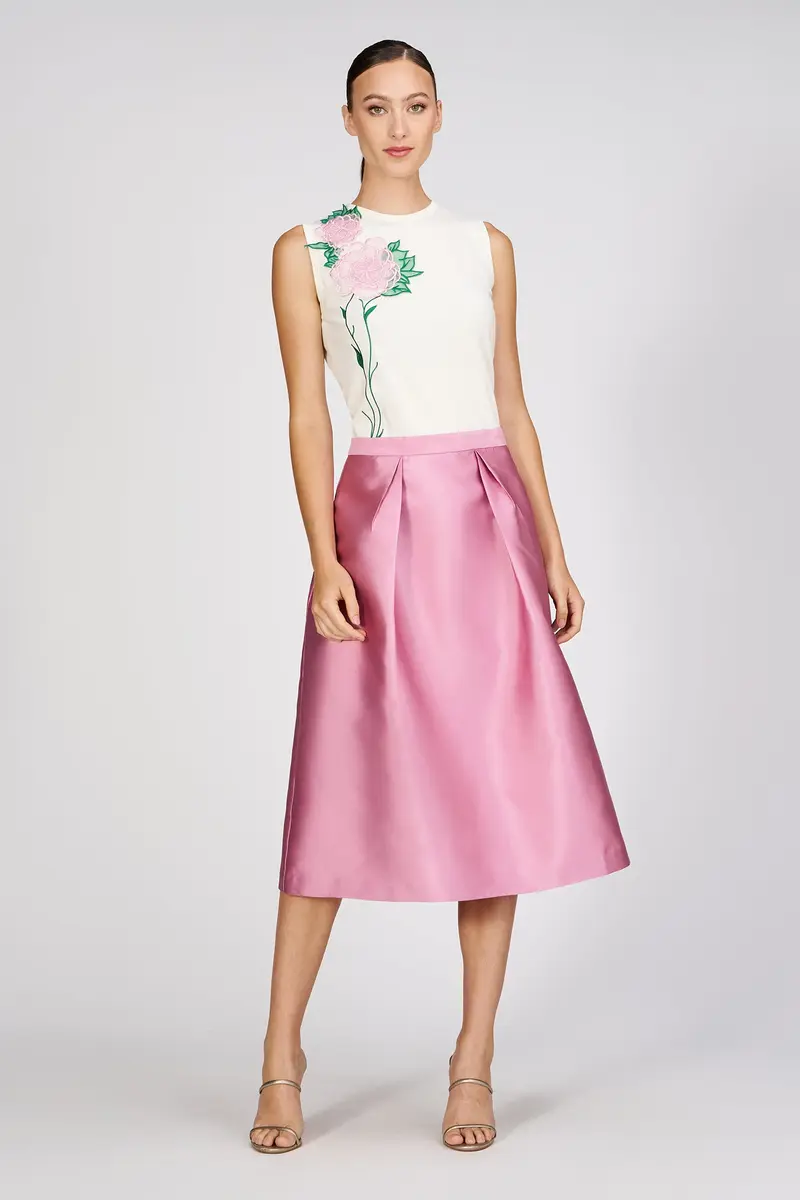 Duchess Satin A-Line Midi Skirt