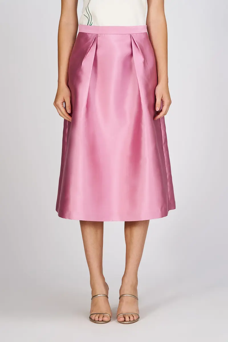 Duchess Satin A-Line Midi Skirt 2
