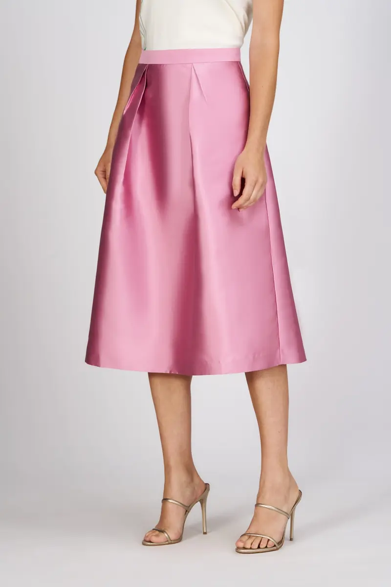 Duchess Satin A-Line Midi Skirt