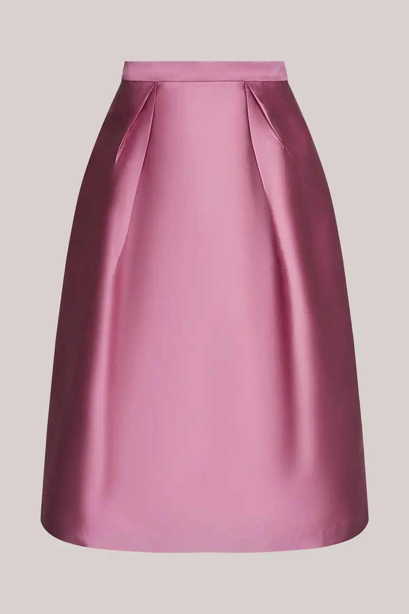 Duchess Satin A-Line Midi Skirt