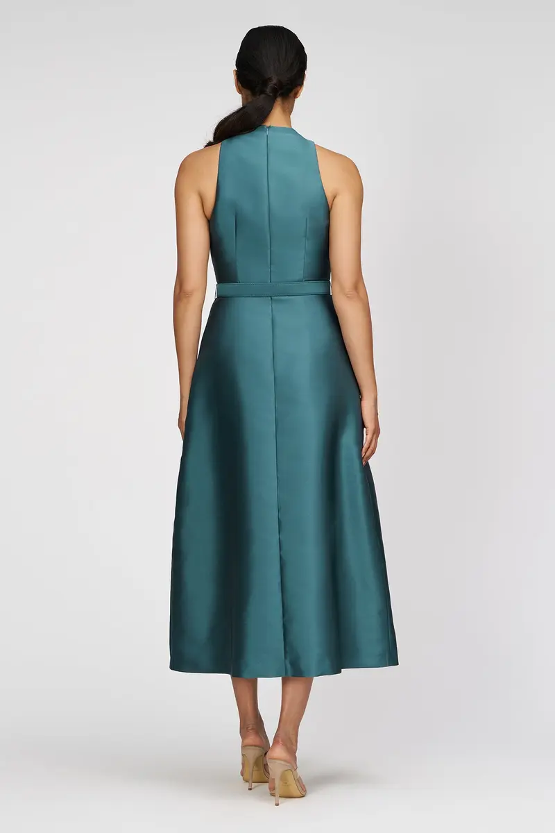 Elegant Duchess Satin Tea-Length Halter Dress 2