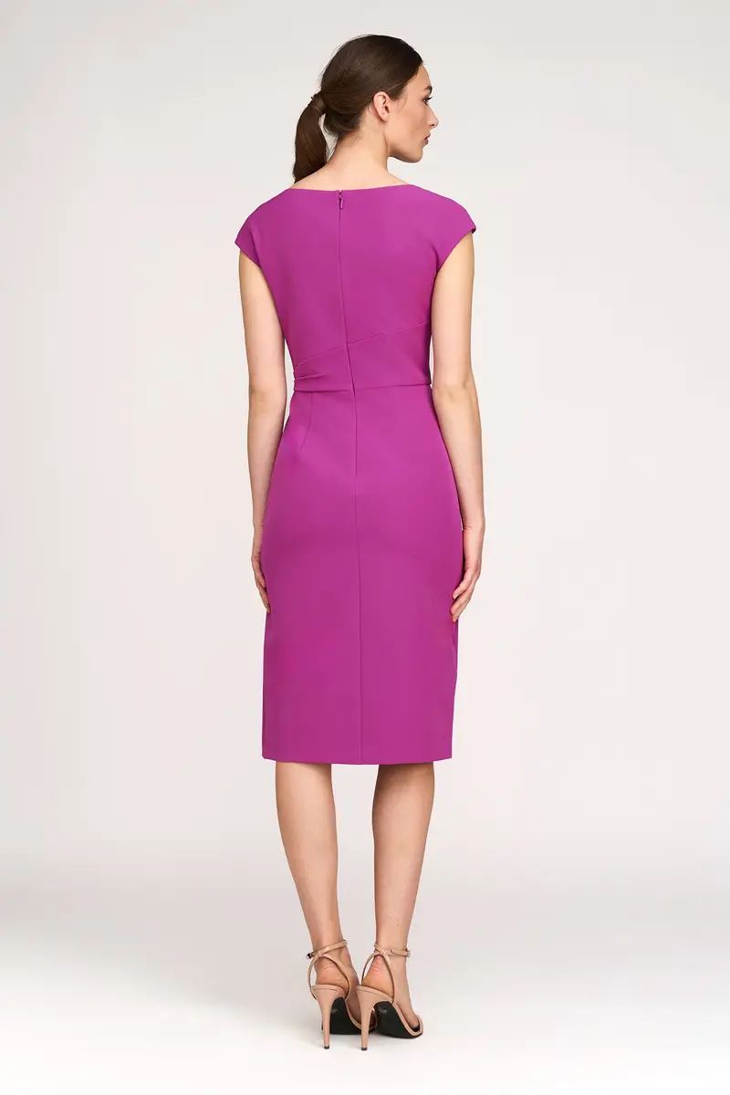 Elegant Pleated Stretch Crepe Cocktail Dress 2