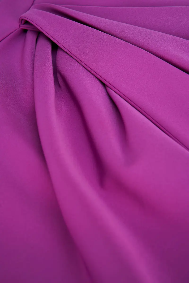 Elegant Pleated Stretch Crepe Cocktail Dress