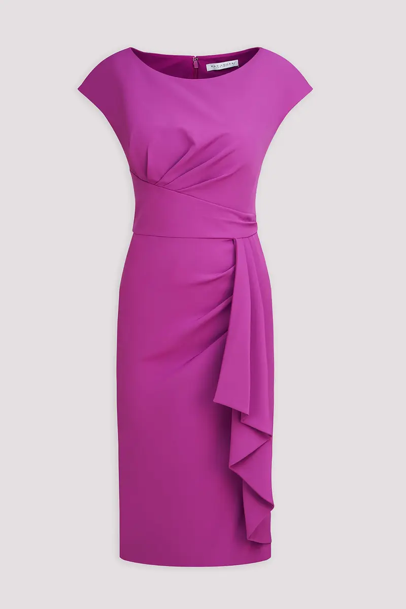 Elegant Pleated Stretch Crepe Cocktail Dress