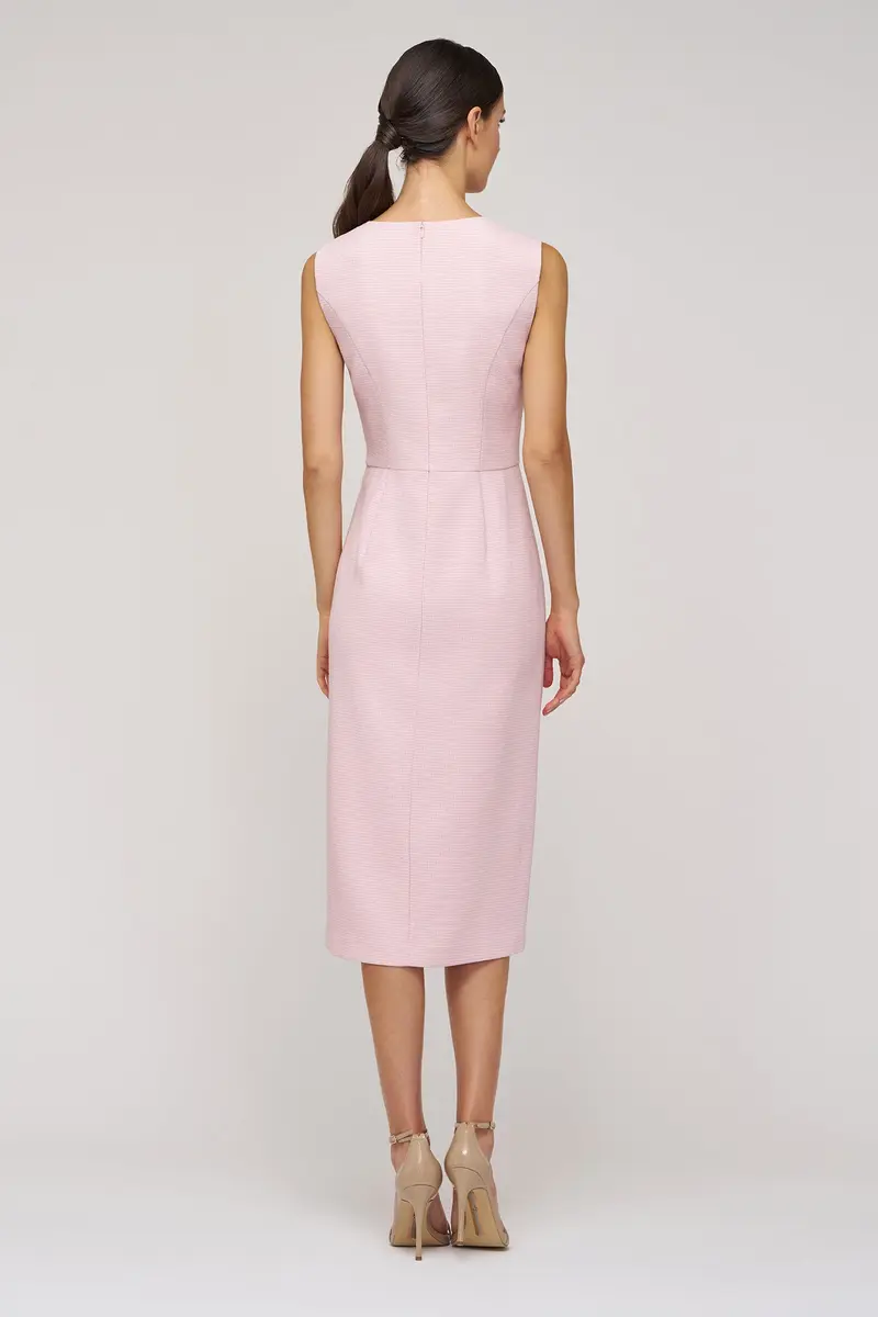 Elliana Beaded Swan-Neck Midi Dress in Stretch Bouclé 2