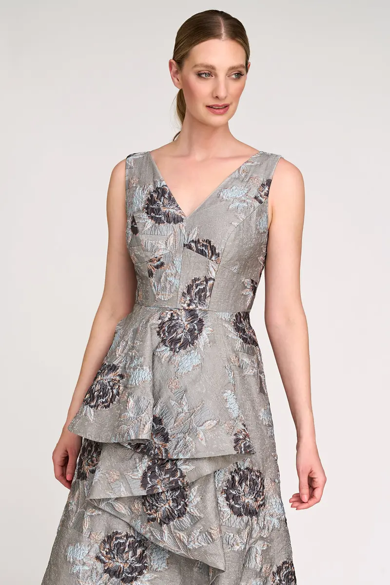 Elsie Textured Metallic Organza Tea-Length Dress
