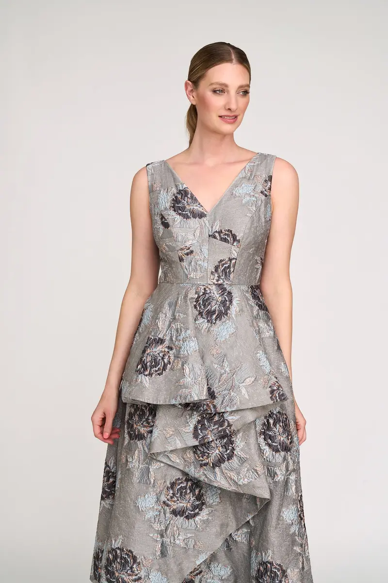 Elsie Textured Metallic Organza Tea-Length Dress