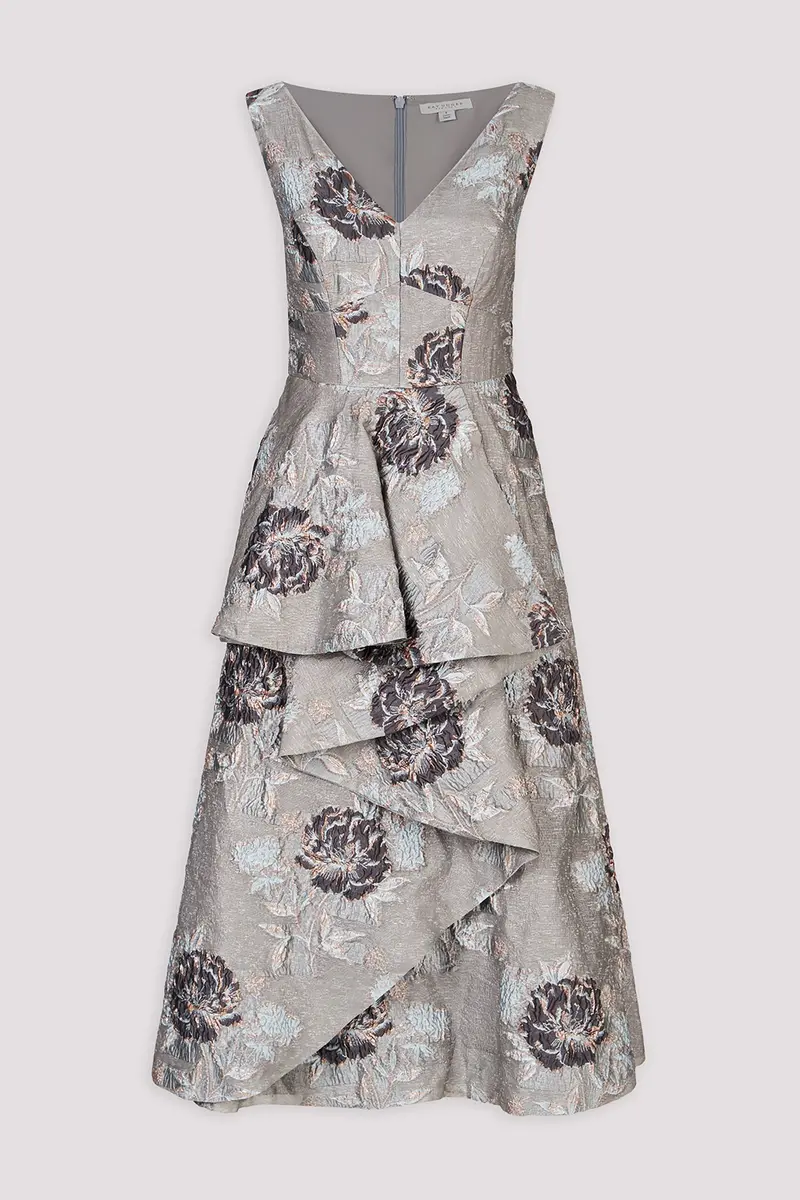 Elsie Textured Metallic Organza Tea-Length Dress