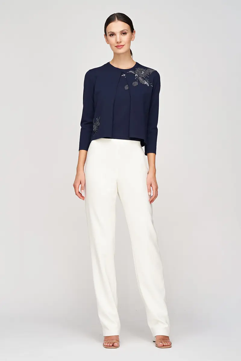 Embellished 3/4-Sleeve Knit Cardigan by Carson