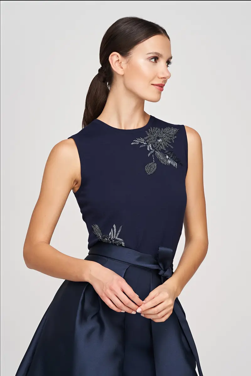 Embellished Crew-Neck Knit Top by Kathryn