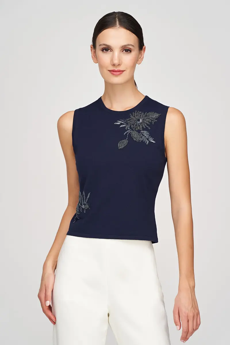 Embellished Crew-Neck Knit Top by Kathryn