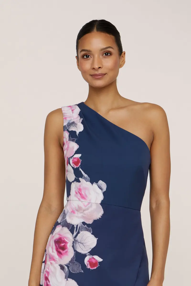 English Garden Print One-Shoulder Floor-Length Gown 2