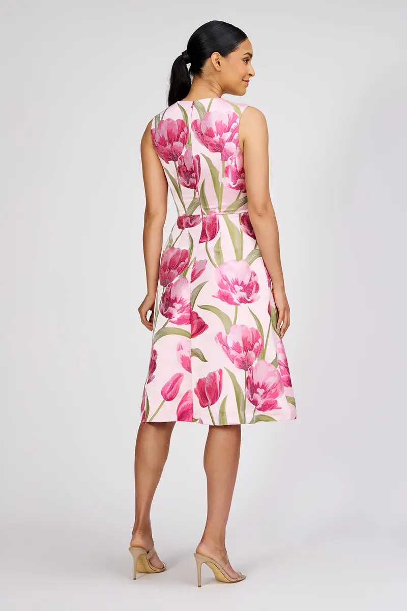 Farryn Tulip-Print Jacquard Cocktail Dress 2