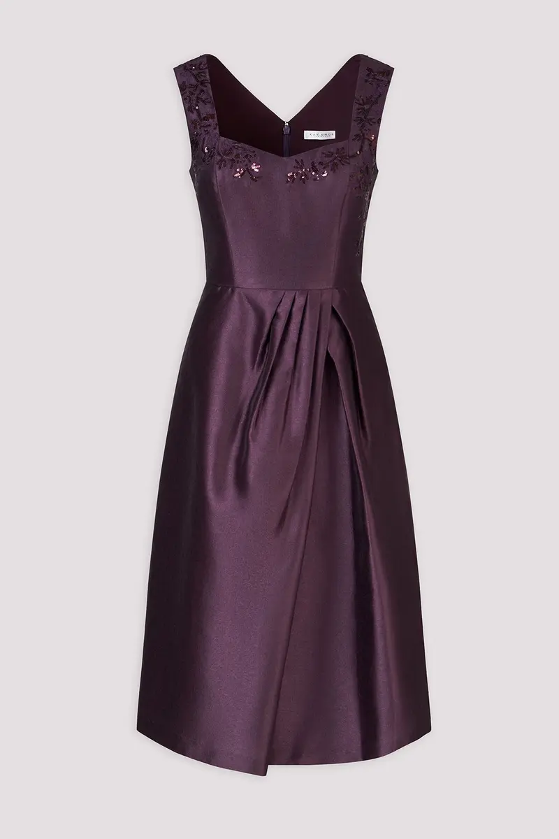 Floral-Embellished Metallic Organza Cocktail Dress