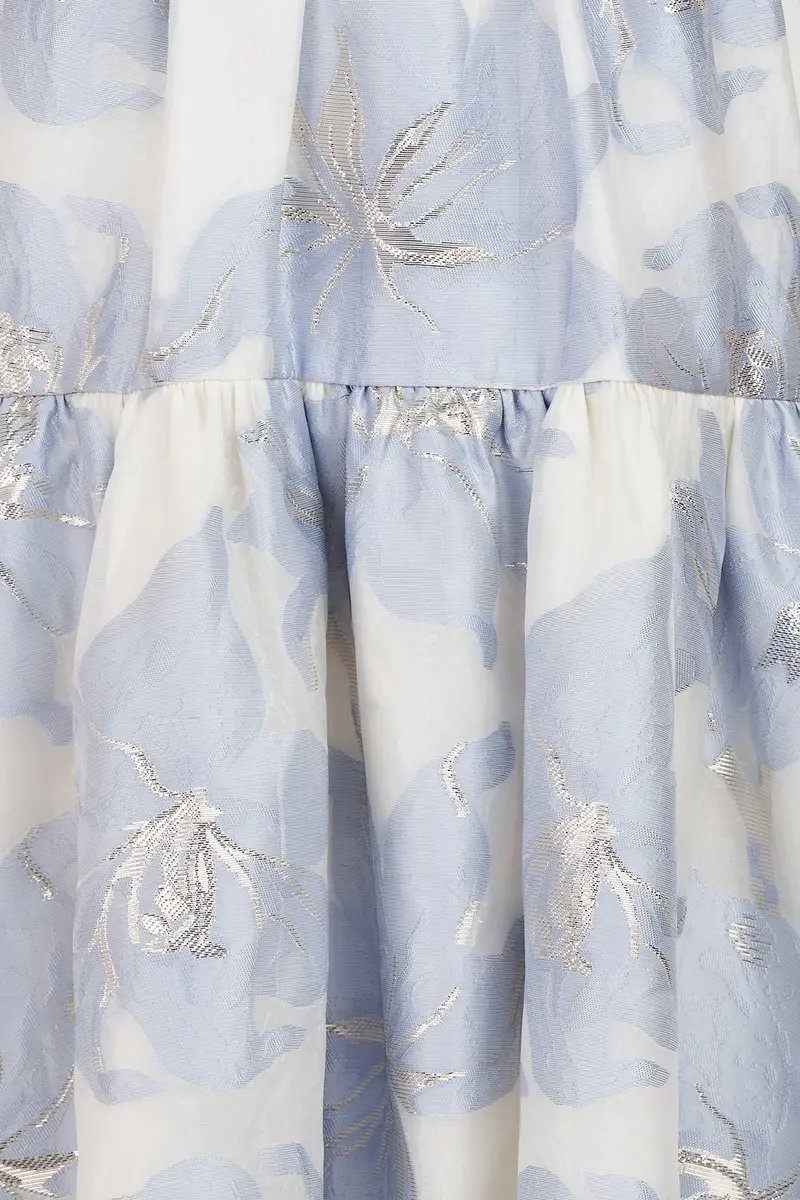 Floral Organza Cassie Midi Dress with Metallic Accents