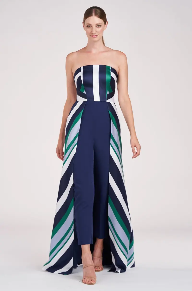 Francine Striped Jacquard Strapless Jumpsuit
