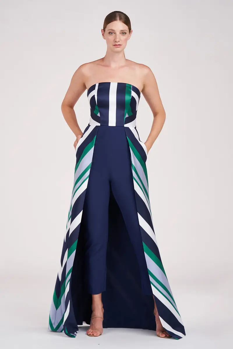 Francine Striped Jacquard Strapless Jumpsuit
