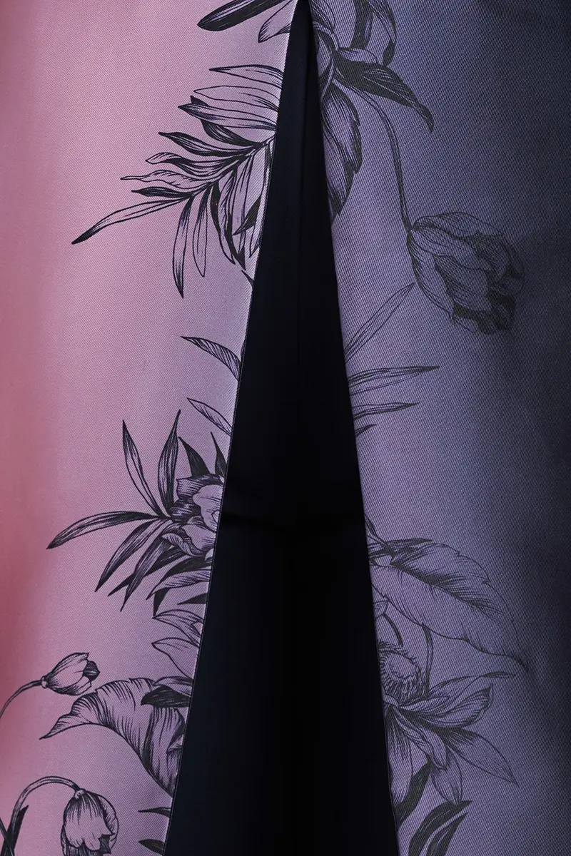 Gilian Ombre Mikado Walk-Thru Jumpsuit with One-Shoulder Detail