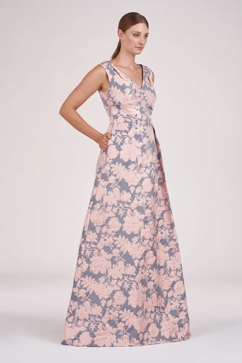Glenna Two-Tone Floral Jacquard Ball Gown