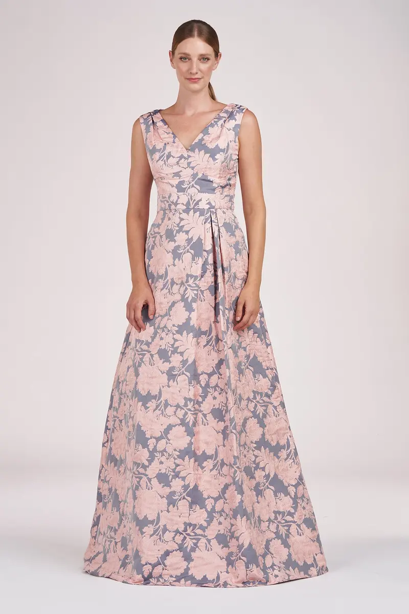 Glenna Two-Tone Floral Jacquard Ball Gown
