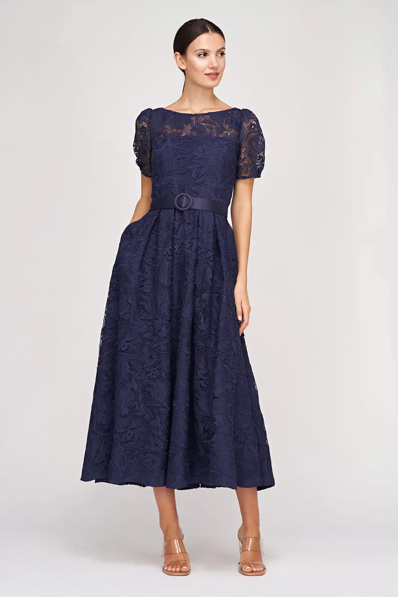 Haisley Summer Bouquet Lace Tea-Length Dress