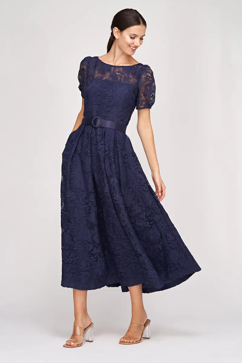 Haisley Summer Bouquet Lace Tea-Length Dress