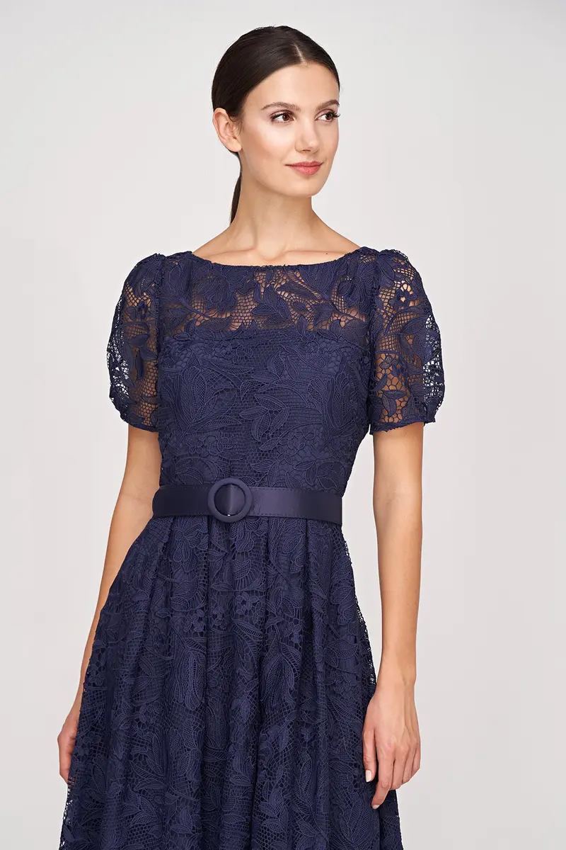 Haisley Summer Bouquet Lace Tea-Length Dress