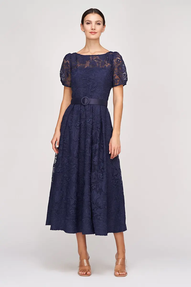 Haisley Summer Bouquet Lace Tea-Length Dress