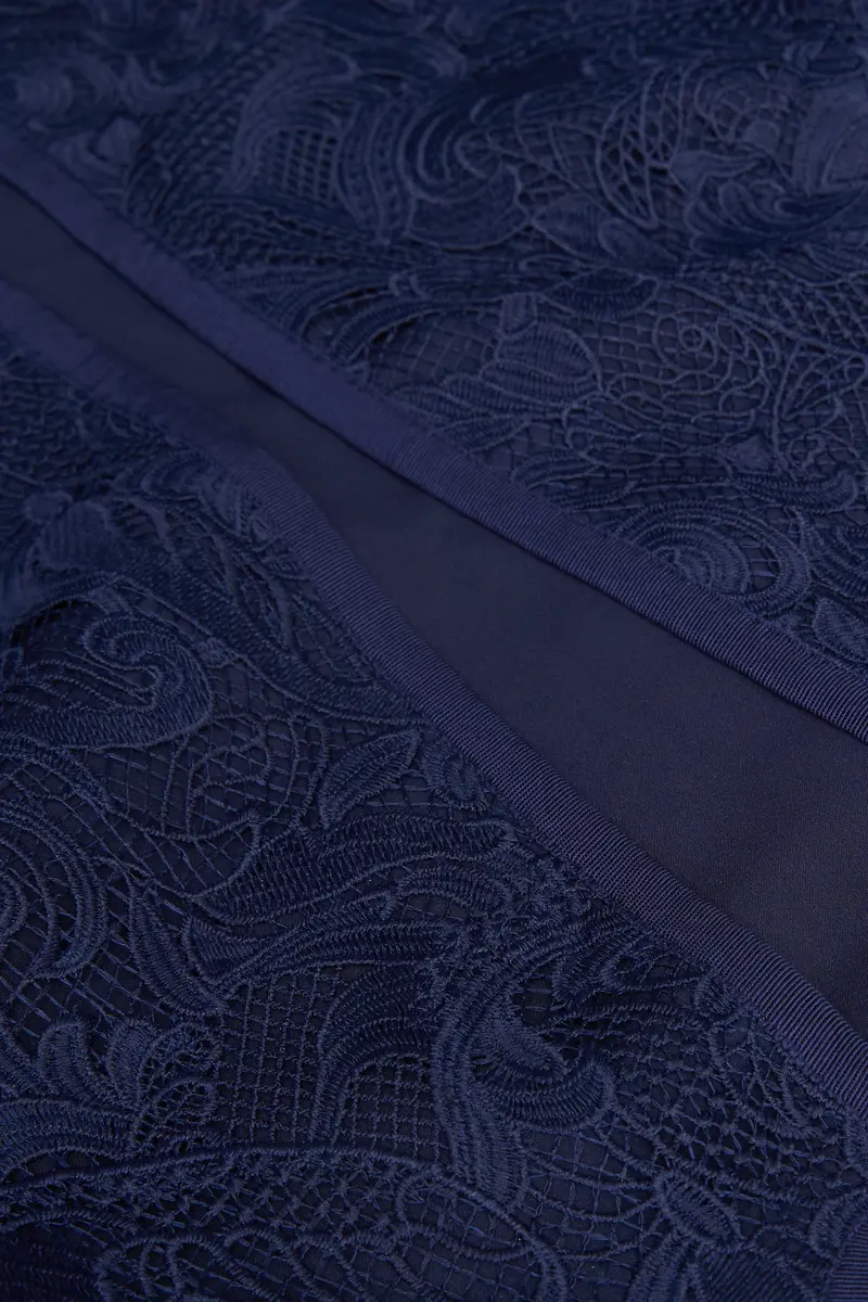 Harper Textured Lace Evening Jacket with Grosgrain Trim