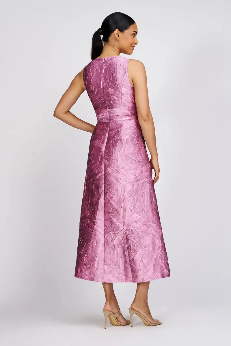 Heather Rose Jacquard Tea-Length Evening Dress 2