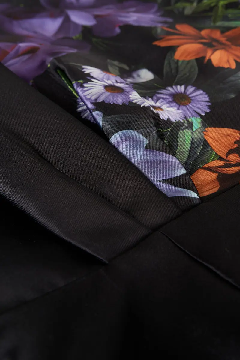 Helene Peony Print Mikado Column Gown
