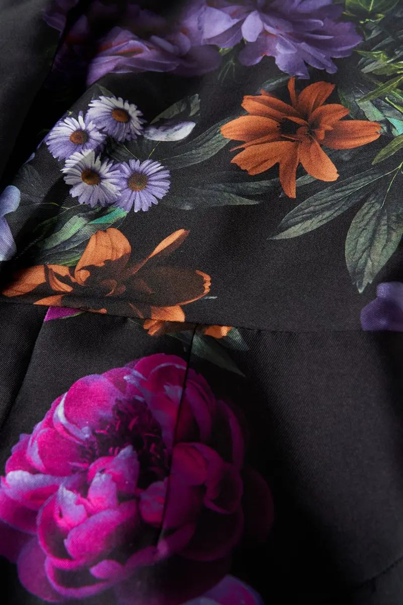 Helene Peony Print Mikado Column Gown