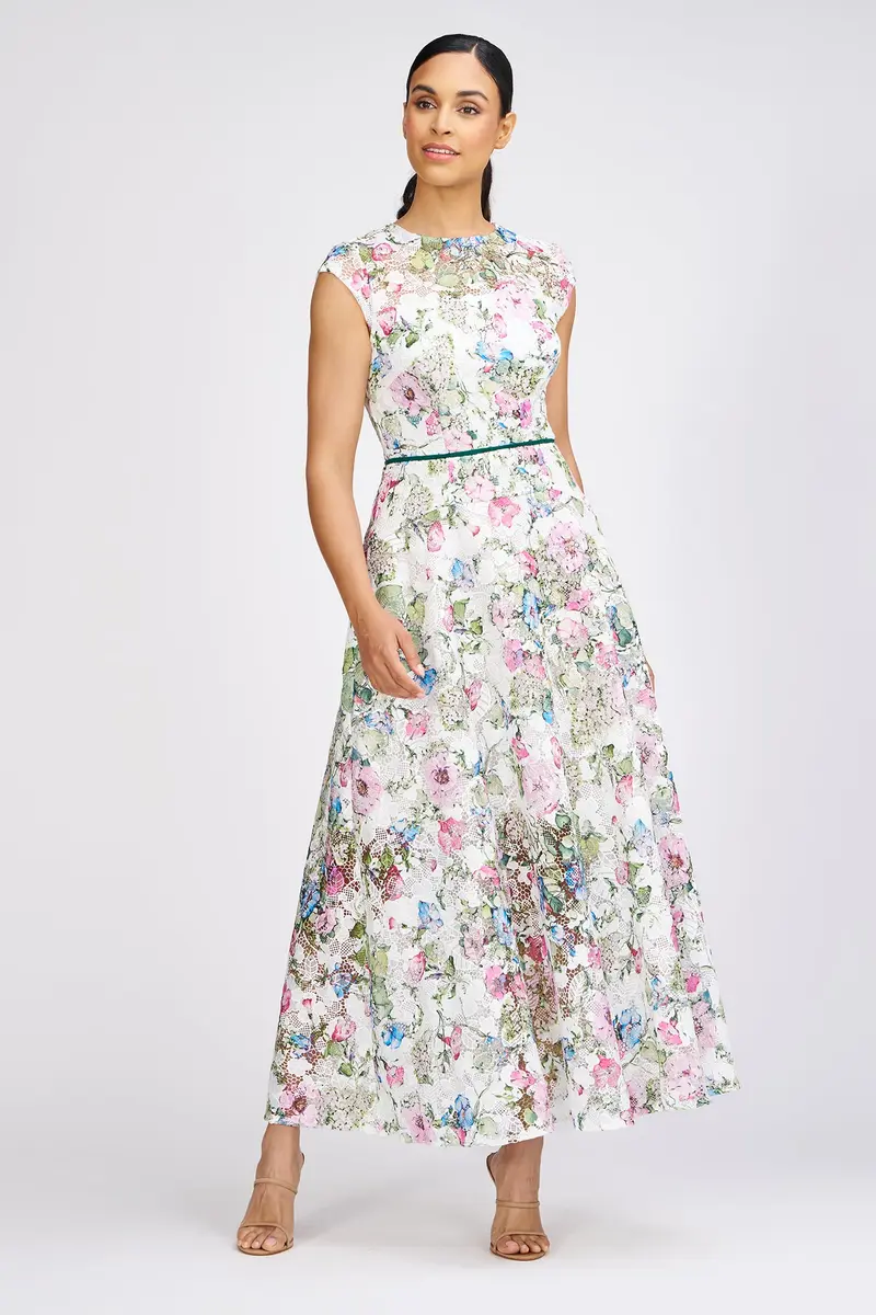 Hydrangea Lace Ankle-Length Maxi Dress
